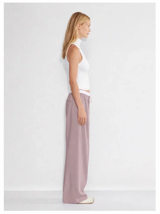 NWT Aritzia Babaton Equity Pants Size M | Italian Wool Wide Leg Blush Mauve - Picture 3 of 13